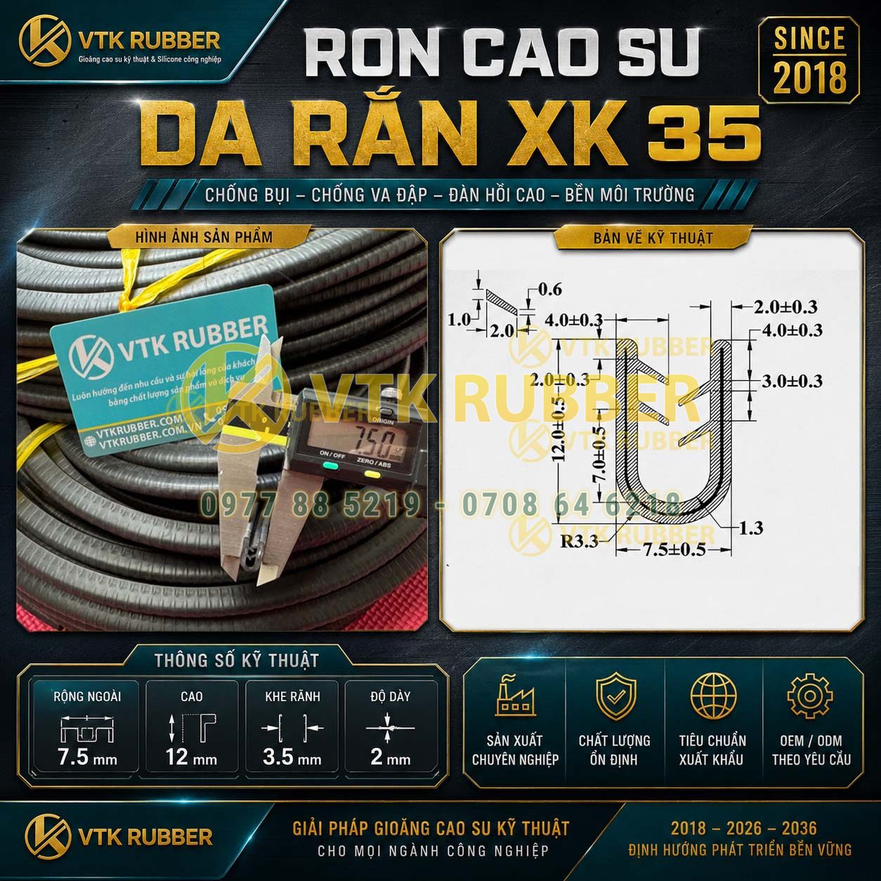 RON CAO SU DA RẮN XK 35, 7.5x12x2