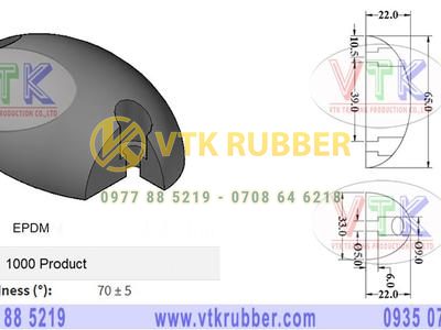 Đệm cao su xe hình trái xoan 65mm x 33mm x 22mm