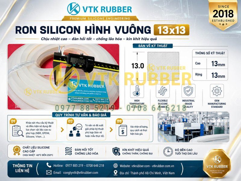 Ron silicon hình vuông 13x13chống bụi tại Đà Nẵng
