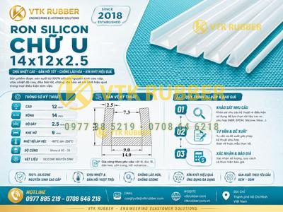 Ron silicon chữ U 14x12x2.5, khe 9mm ở Quảng Ninh