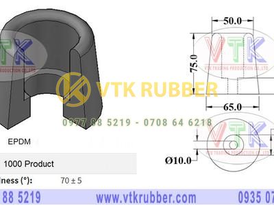 Đệm cao su xe hình trụ 65mm x 50mm x 75mm