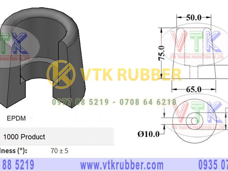 Đệm cao su xe hình trụ 65mm x 50mm x 75mm