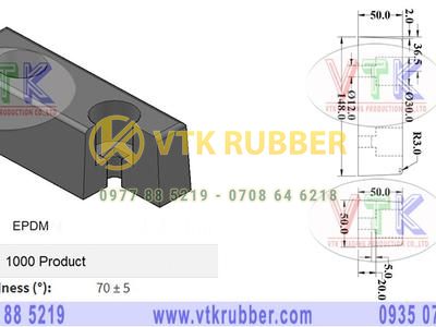 Đệm cao su hình chữ nhật 148mm x 50mm x 50mm