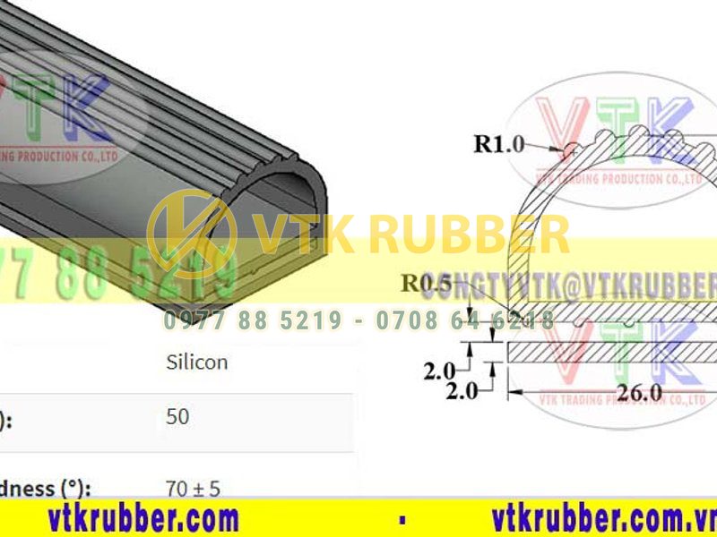 Gia công gioăng silicon chịu nhiệt trắng, đỏ chữ E ở Phú Yên