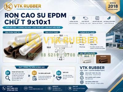 Ron cao su EPDM chữ T 9x10x1 tại Quảng Ninh