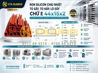 Ron silicon chịu nhiệt tủ sấy, tủ hấp chữ E 44x15x2 Hà Nội