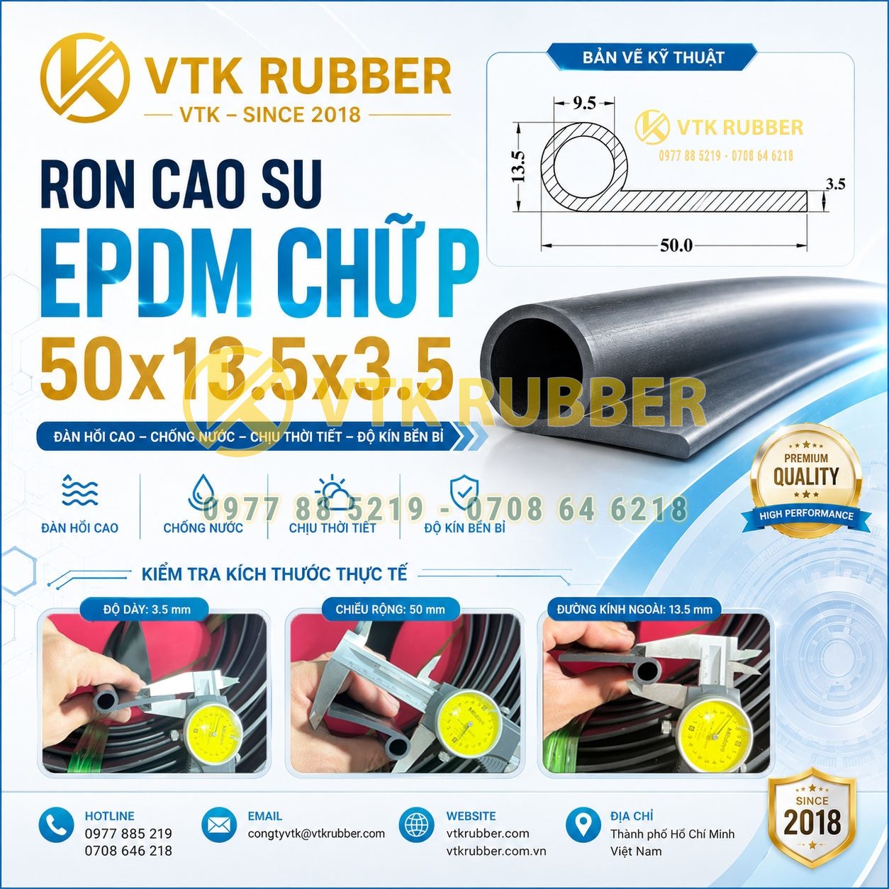 Ron EPDM chữ P 50x13.5x3.5 tại Thái Nguyên chuyên chống nước, chống bụi và giảm rung cho cửa công nghiệp, tủ điện và thiết bị kỹ thuật