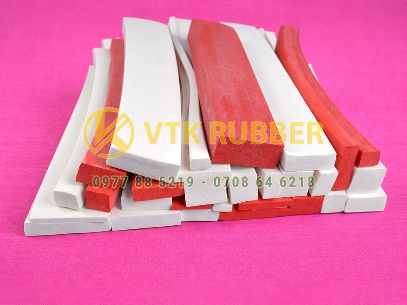Gioăng silicon xốp trắng đỏ vuông chữ nhật chịu nhiệt ổn định