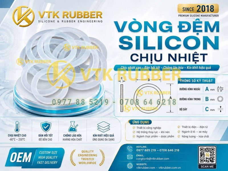 Vòng đệm silicon chịu nhiệt tại Phú Thọ chất lượng cao