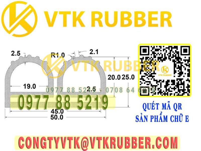 Ron silicon  chữ E 50x25x2.5