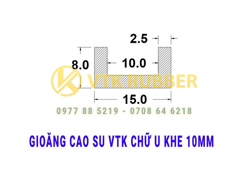Gioăng chịu nhiệt cao chữ U khe 10mm