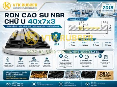 Ron cao su NBR chữ U 40x7x3, khe 1mm tại Cần Thơ