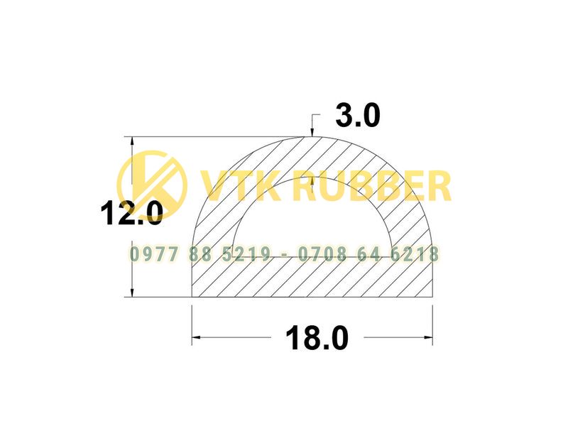 Gioăng cao su chữ D 18x12x3