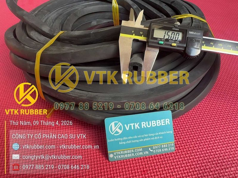 Ron cao su xốp EPDM, NBR chữ D 15x14x4