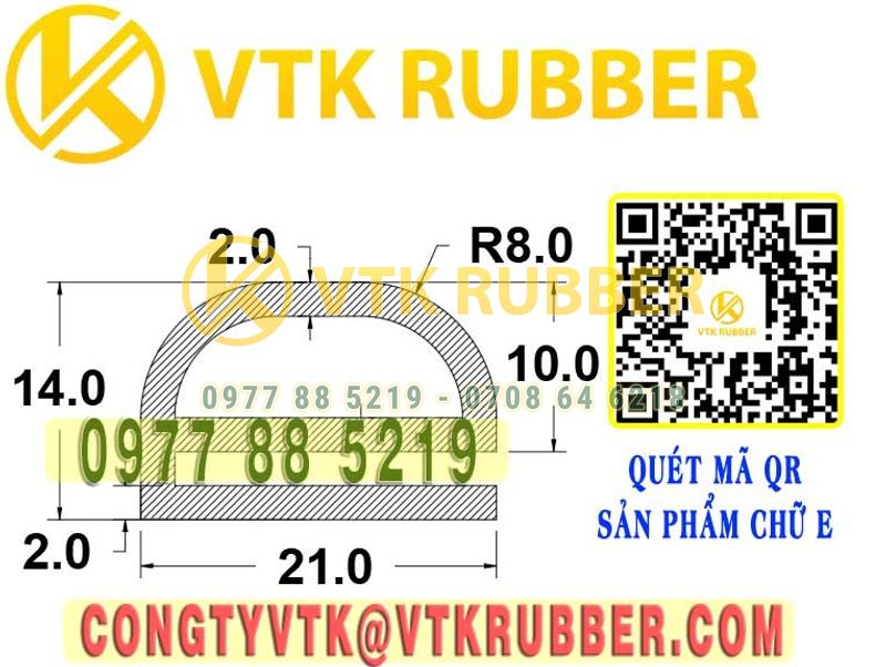 Ron silicon  chữ E 21x14x2