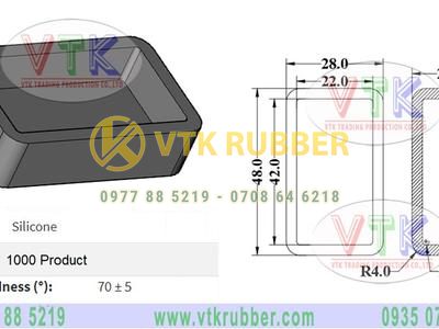 Ron silicone hình hộp chữ nhật 48mm x 28mm x 22mm