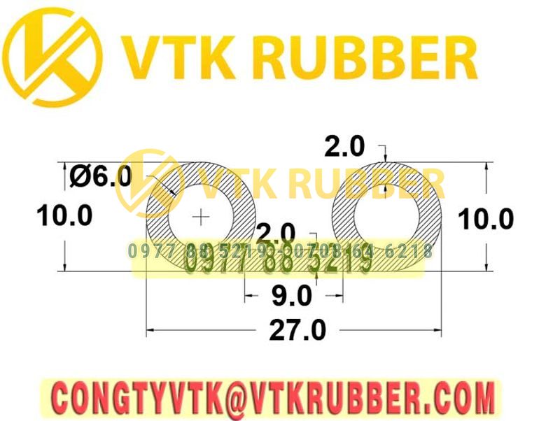 Ron cao su chữ P 27x10x2