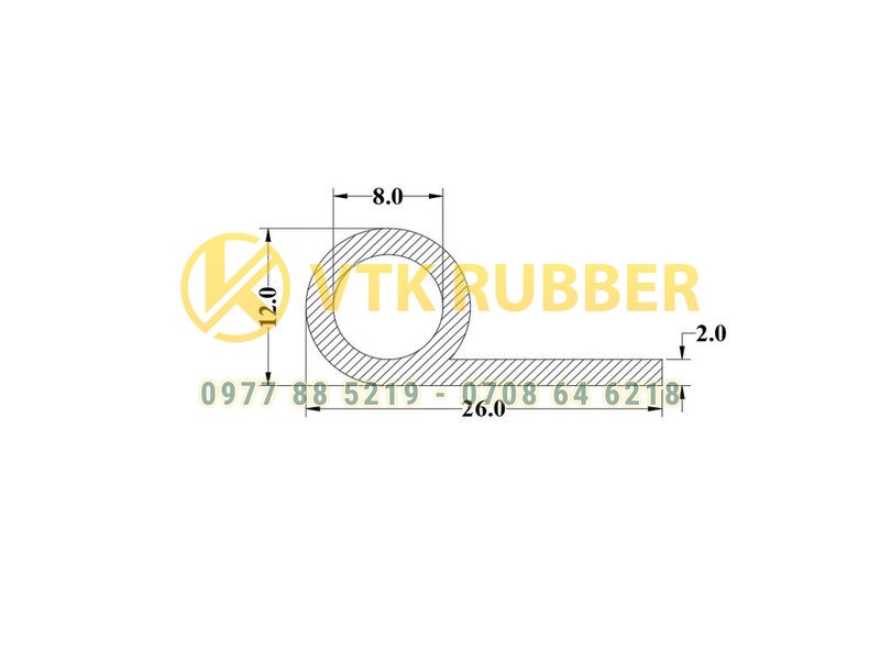 Gioăng cao su củ tỏi chữ P, cao su chữ P 12X16