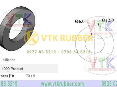 Vòng đệm silicone 6mmx12mm