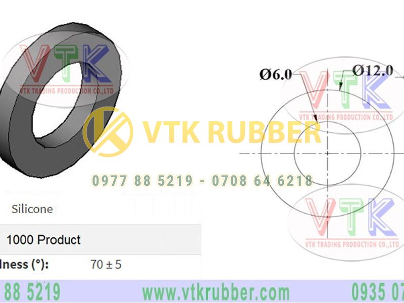 Vòng đệm silicone 6mmx12mm