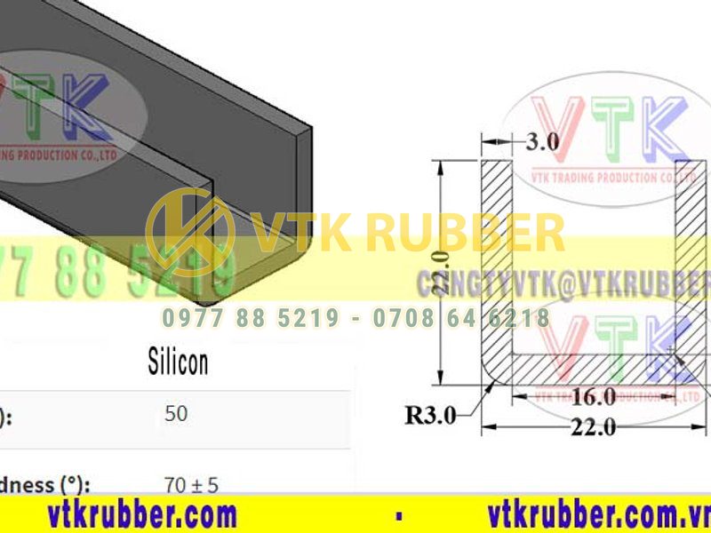 Gia công gioăng silicon chịu nhiệt chữ U, chữ V Thanh Hoá