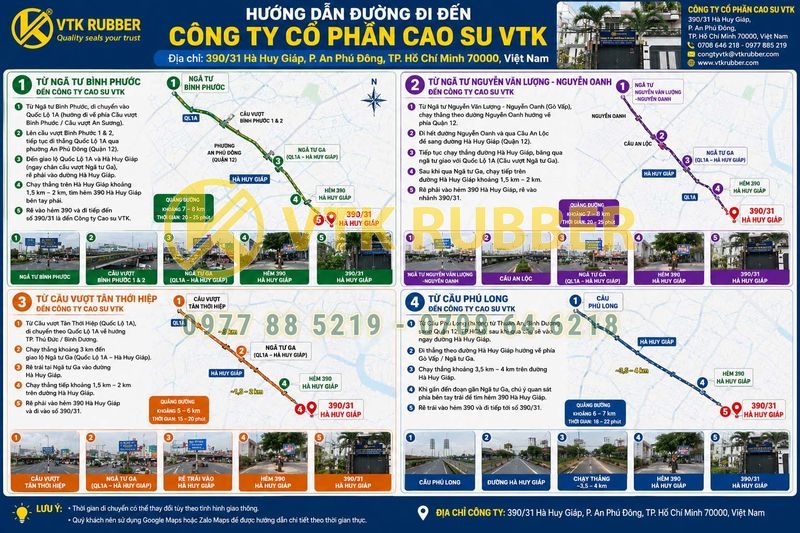 Chỉ dẫn đến văn phòng CTY CAO SU VTK