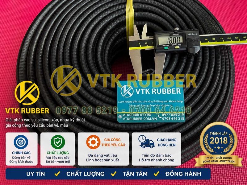 Ron cao su da rắn chữ U 10x18x2 - XK 06, khe 5-6mm