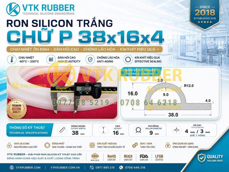 Ron silicon trắng chữ P 38x16x4 tại An Giang