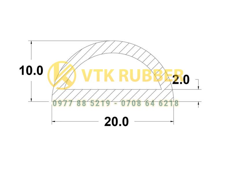 Ron cao su chữ D 20x10x2