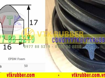 Ron cao su xốp chữ T 16mm x 17mm