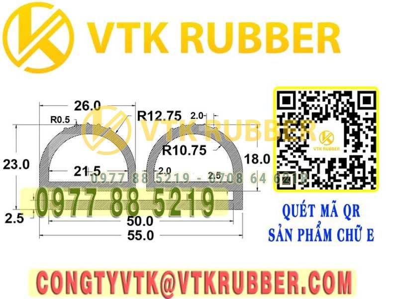 Ron silicon  chữ E 55x23x2.5