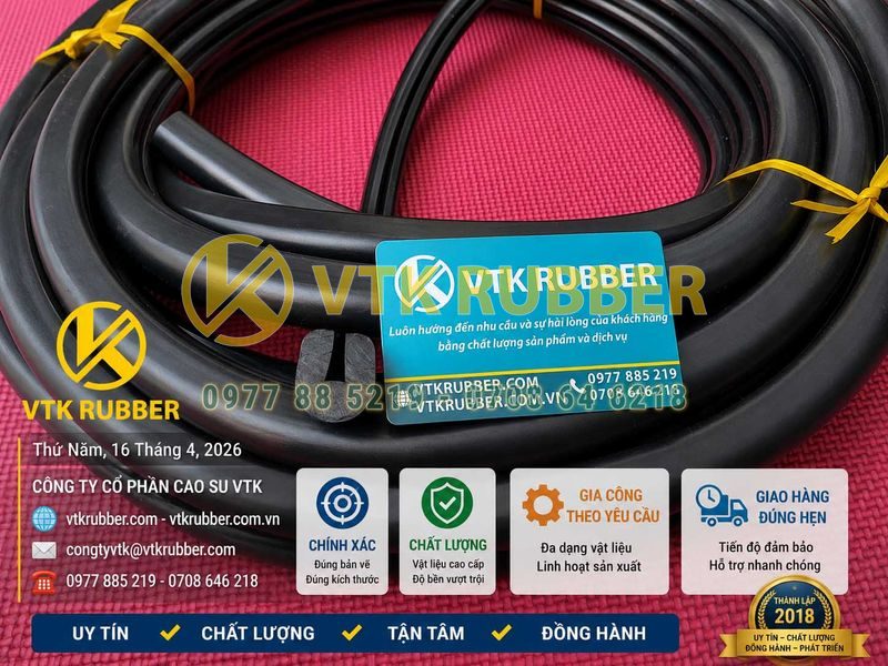 Ron cao su EPDM, NBR chữ U 18x21x6, khe 6mm