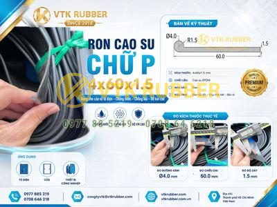 Ron cao su chữ P 4x60x1.5 chống nước, tủ điện Tuyên Quang