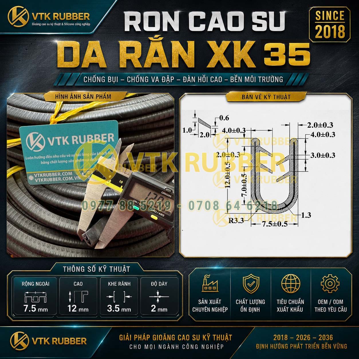 RON CAO SU DA RẮN XK 35, 7.5x12x2