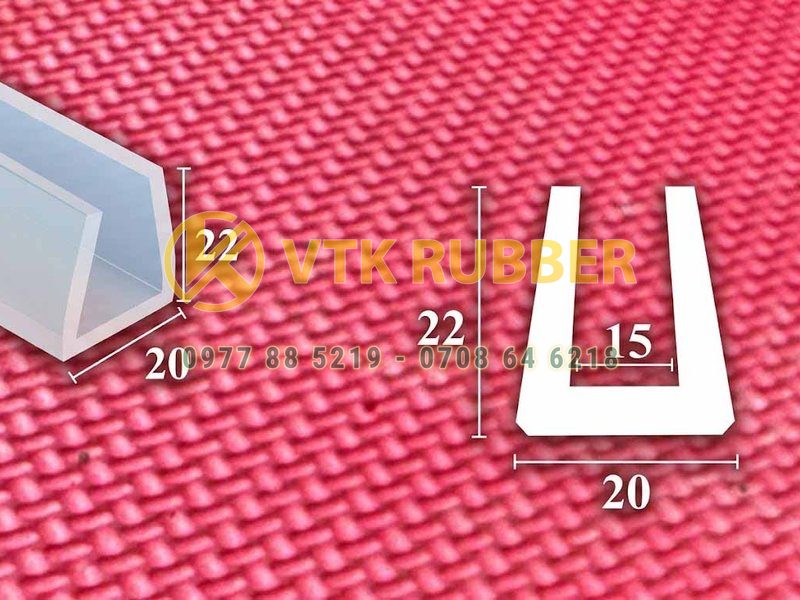 Ron cao su silicone chữ U trắng trong 22mm x 20mm
