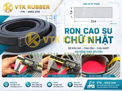 Ron cao su NBR chịu dầu chữ nhật 7x32 tại Lâm Đồng