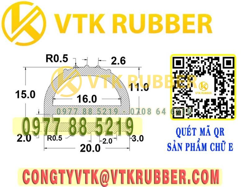Ron silicon  chữ E 20x15x2