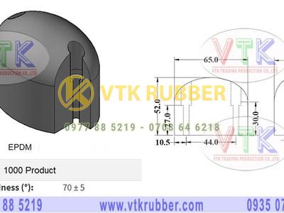 Đệm cao su xe hình trái xoan 65mm x 33mm x 52mm