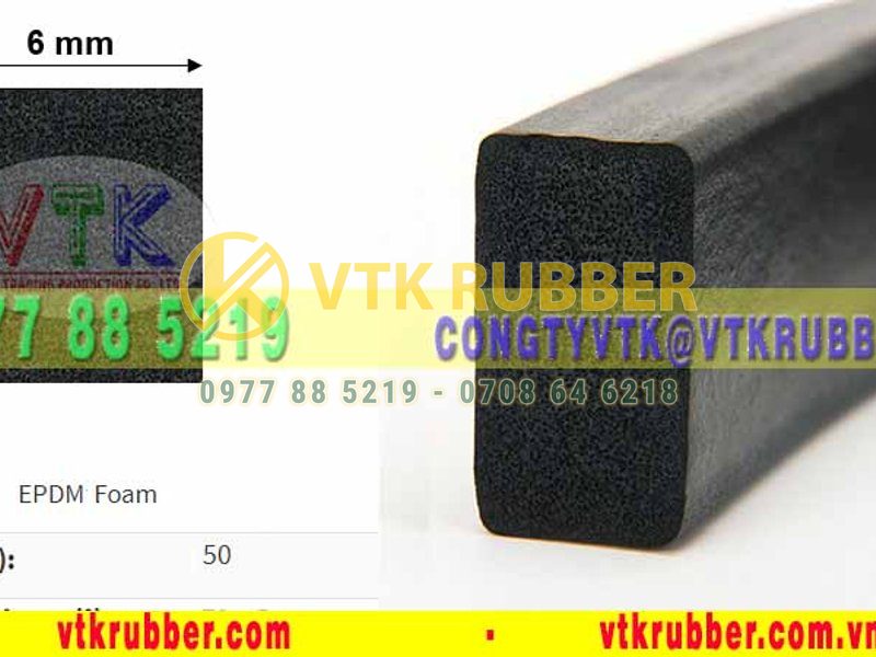 Ron cao su xốp hình chữ nhật 6x9mm