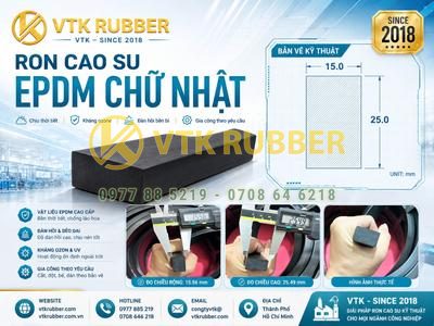 Ron cao su EPDM chữ nhật 15x25 chống nước tại Đồng Tháp