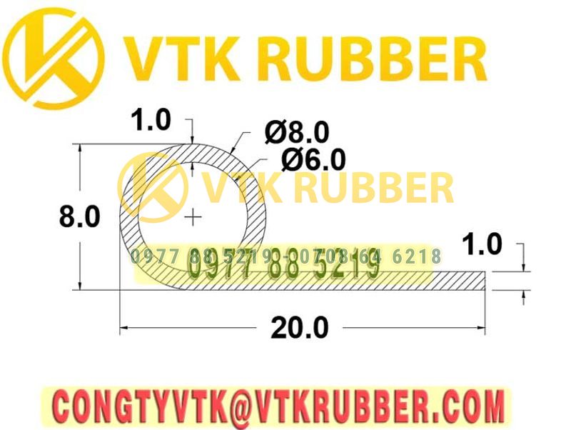 Ron cao su chữ P 20x8x1