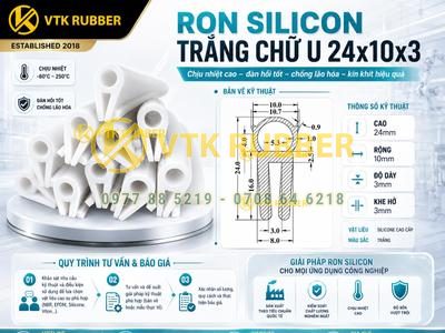 Ron silicon trắng chữ U 24x10x3, khe 3mm tại Hồ Chí Minh