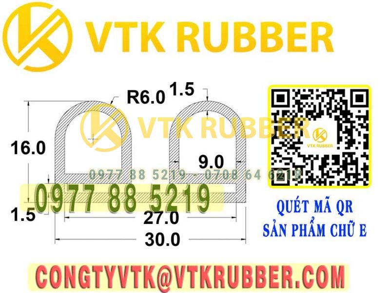 Ron silicon  chữ E 30x16x1.5