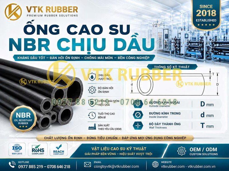 Ống cao su NBR chịu dầu tại Sơn La chất lượng cao