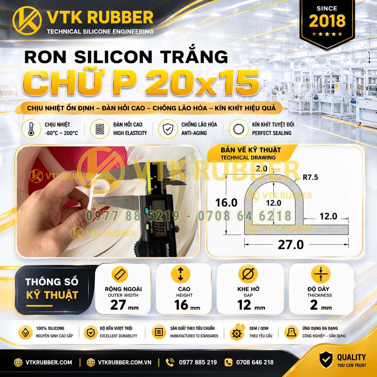 Ron silicone chịu nhiệt có khả năng hoạt động ổn định trong môi trường nhiệt độ cao, đồng thời duy trì độ mềm và độ đàn hồi sau thời gian dài sử dụng