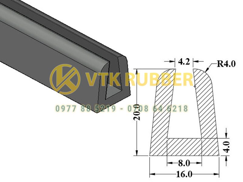 Giá gioăng silicon đỏ chữ U chèn cửa kính ở Hải Phòng