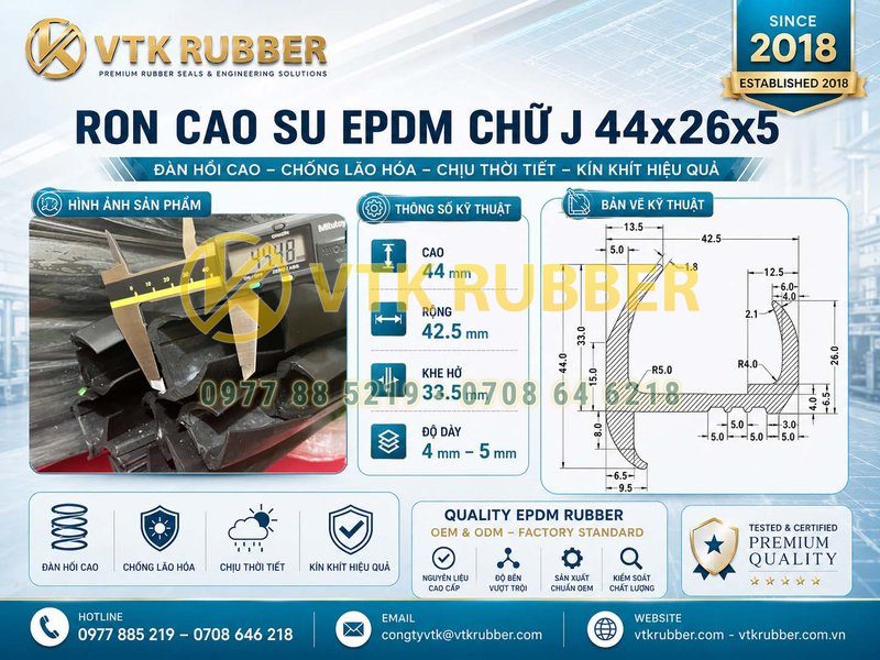 Ron cao su xe tải chữ J 44x26x5 tại Đắk Lắk