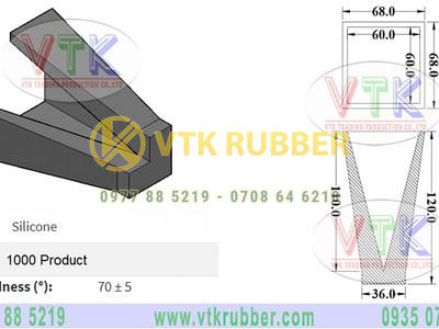 Ron silicone hình chóp cụt vuông 60mm