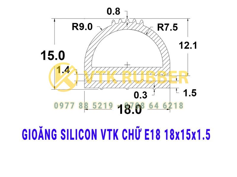 Gioăng silicon cao su đỏ chịu nhiệt chữ E cho tủ hấp – Làm kín, chống rò hơi hiệu quả