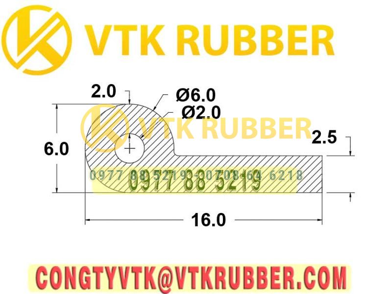 Ron cao su chữ P 16x6x2.5